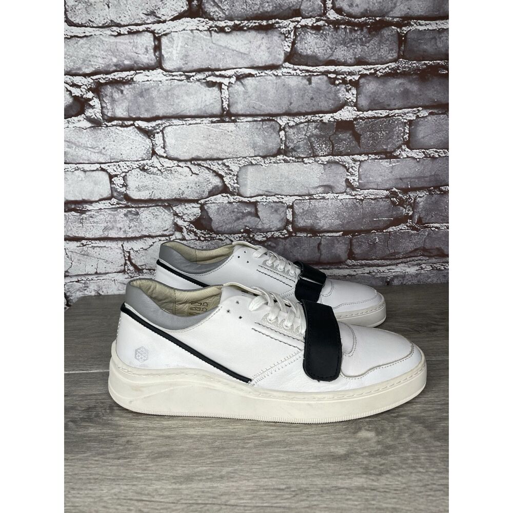 Gamma 4 True Alma Mater White Leather Strap Lace Up Shoes Men Sz 40EU/7M US W9.5